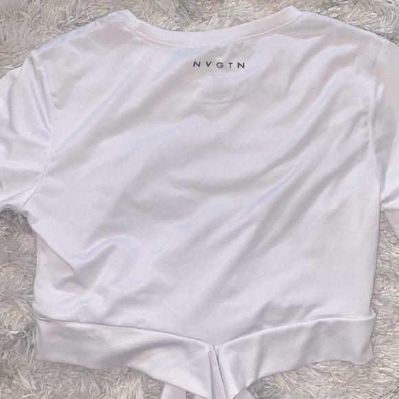 NVGTN white short sleeve crossbody top. In size S. - Picture 3 of 4